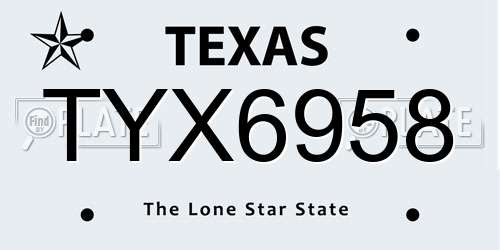 TYX6958 Texas License Plate