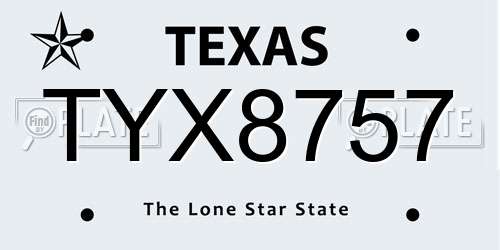 TYX8757 Texas License Plate