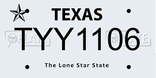TYY1106 Texas License Plate