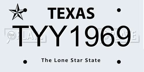 TYY1969 Texas License Plate