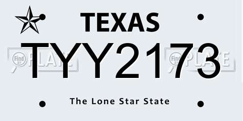 TYY2173 Texas License Plate