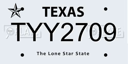 TYY2709 Texas License Plate
