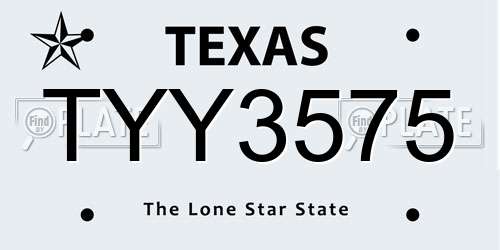 TYY3575 Texas License Plate