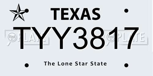 TYY3817 Texas License Plate