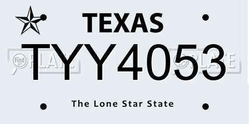 TYY4053 Texas License Plate