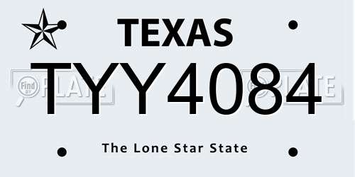 TYY4084 Texas License Plate