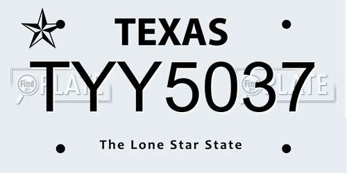 TYY5037 Texas License Plate