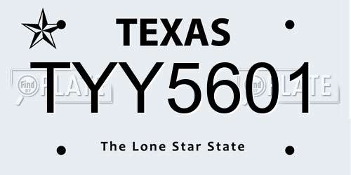 TYY5601 Texas License Plate