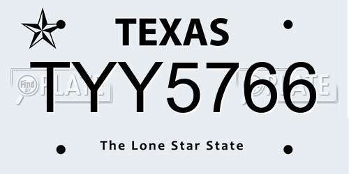 TYY5766 Texas License Plate