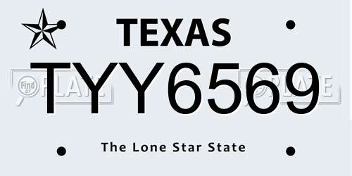 TYY6569 Texas License Plate