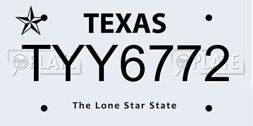 TYY6772 Texas License Plate