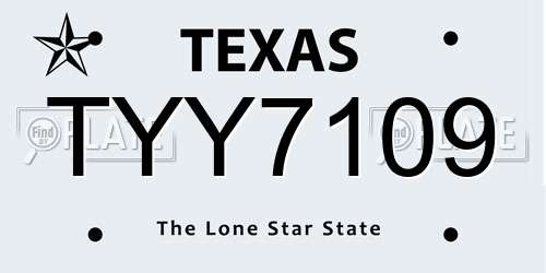 TYY7109 Texas License Plate