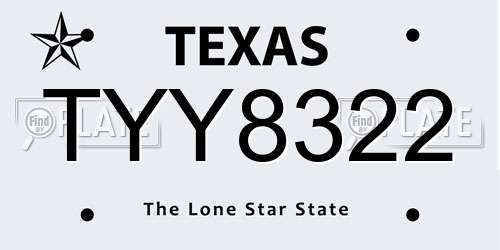 TYY8322 Texas License Plate