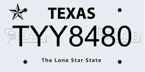 TYY8480 Texas License Plate