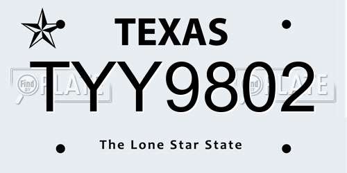 TYY9802 Texas License Plate