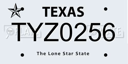 TYZ0256 Texas License Plate