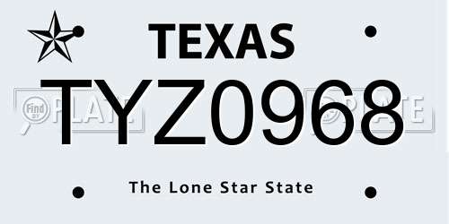 TYZ0968 Texas License Plate