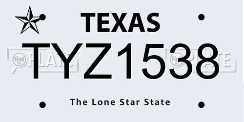 TYZ1538 Texas License Plate