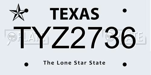 TYZ2736 Texas License Plate