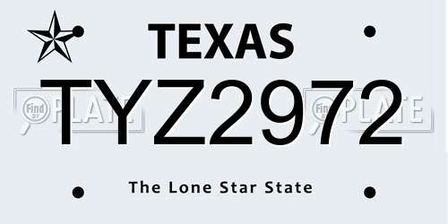 TYZ2972 Texas License Plate