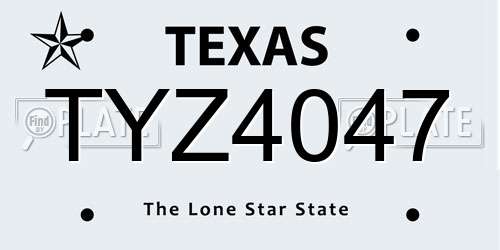 TYZ4047 Texas License Plate