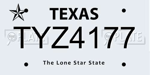 TYZ4177 Texas License Plate