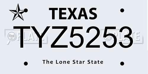TYZ5253 Texas License Plate