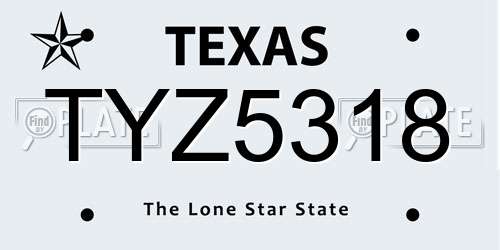 TYZ5318 Texas License Plate