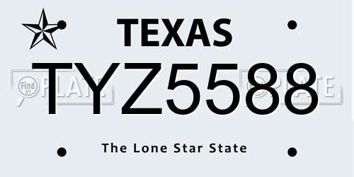 TYZ5588 Texas License Plate