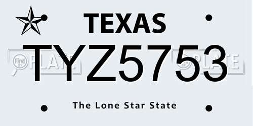TYZ5753 Texas License Plate