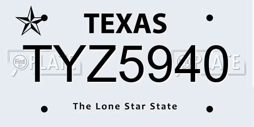 TYZ5940 Texas License Plate