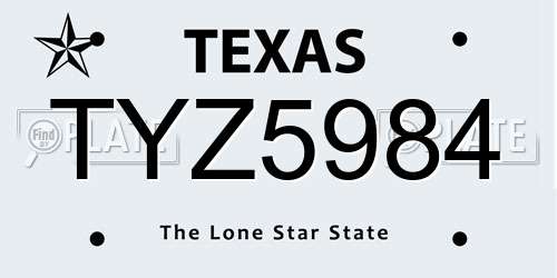 TYZ5984 Texas License Plate