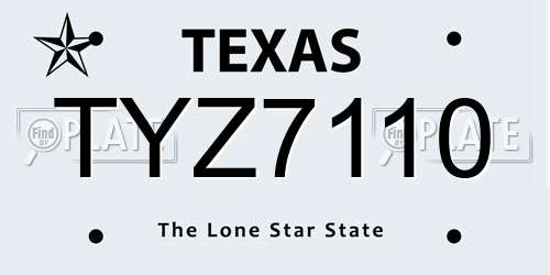 TYZ7110 Texas License Plate