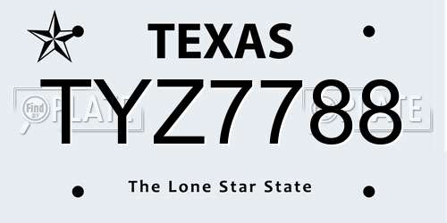 TYZ7788 Texas License Plate