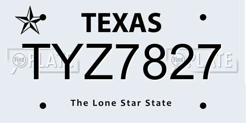 TYZ7827 Texas License Plate