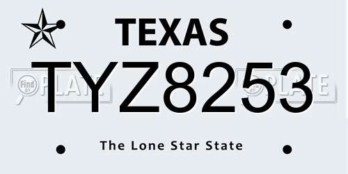 TYZ8253 Texas License Plate
