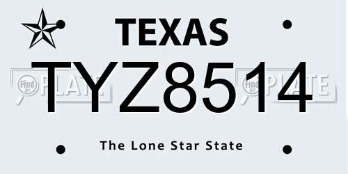 TYZ8514 Texas License Plate