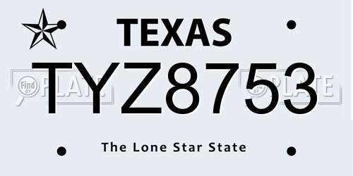 TYZ8753 Texas License Plate