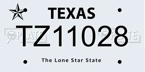 TZ11028 Texas License Plate