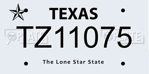 TZ11075 Texas License Plate