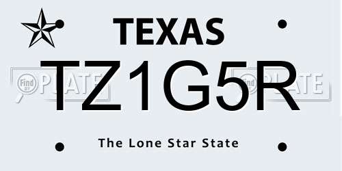 TZ1G5R Texas License Plate