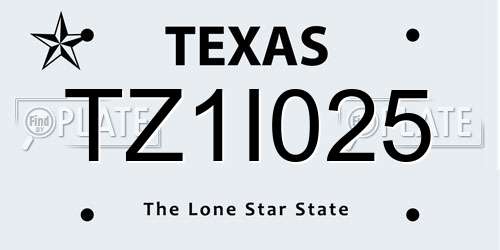 TZ1I025 Texas License Plate