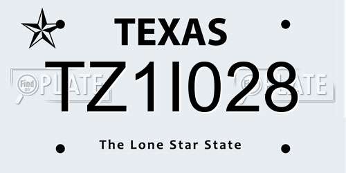 TZ1I028 Texas License Plate