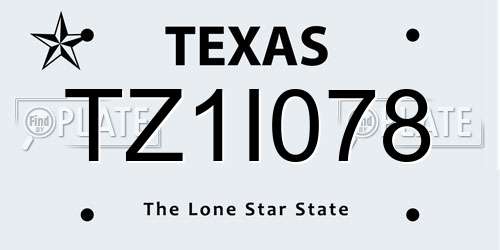 TZ1I078 Texas License Plate
