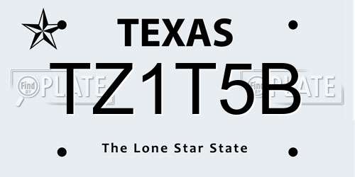 TZ1T5B Texas License Plate