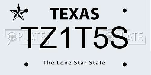 TZ1T5S Texas License Plate