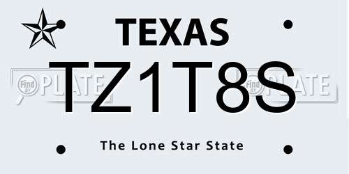 TZ1T8S Texas License Plate