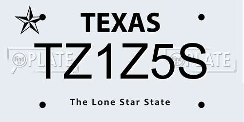 TZ1Z5S Texas License Plate