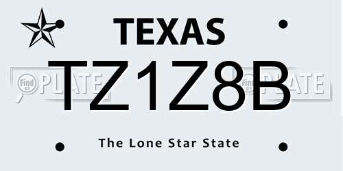 TZ1Z8B Texas License Plate