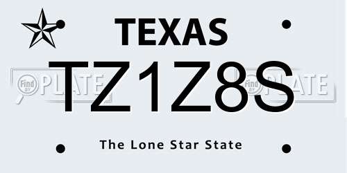 TZ1Z8S Texas License Plate